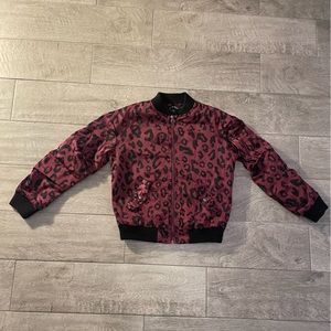 Girls leopard winter zip up jacket/ bomber